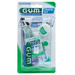 sunstar gum travel kit viaggio 1 spazzolino pieghevole gum travel 1 dentifricio viaggio 12 ml 1 rocchetto filo interdentale 10mt 2 scovolini gomma gum soft picks gum ean 0070942901536