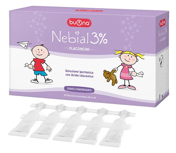 buona nebial flaconcini soluzione salina ipertonica di sodio cloruro al 3 con acido ialuronico 20x5 ml nebial ean 8032749650125