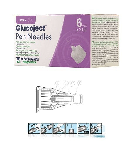 menarini diagn ago per penna da insulina glucoject lunghezza 6 mm gauge 31 100 pezzi glucoject