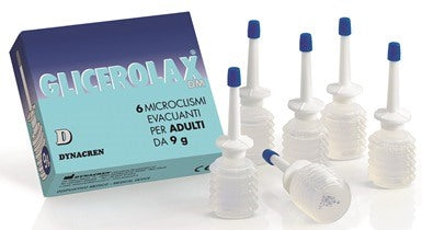 dynacren glicerolax adulti microclismi evacuanti 6 pezzi x 9 g contiene amido di riso glicerolax ean 8006986351657