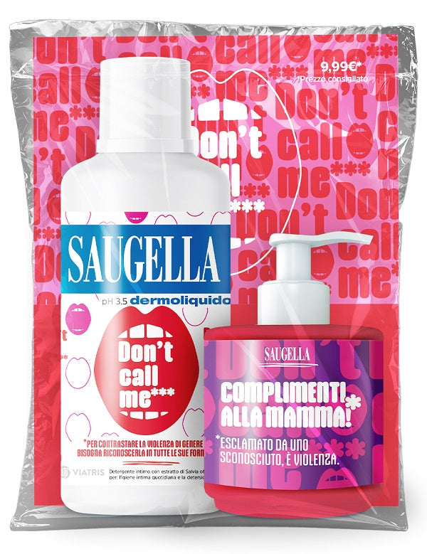 meda pharma saugella bundle dermoliquido dont call me 1 saugella dermoliquido 500 ml con etichetta edizione limitata 1 minisize sample con pump 150 ml saugella ean 8019629005855