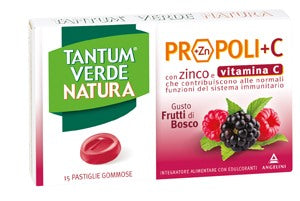 angelini ch tantum verde natura propolic con zinco e vitamina c 15 pastiglie gommose gusto frutti di bosco tantum ean 8000036021880