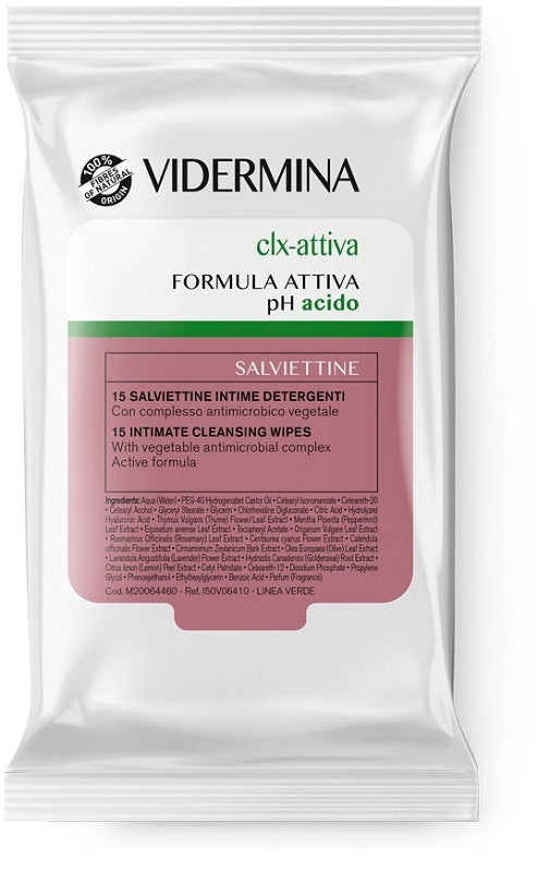 ganassini health care vidermina clx attiva 15 salviette intime detergenti vidermina ean 8050444857564
