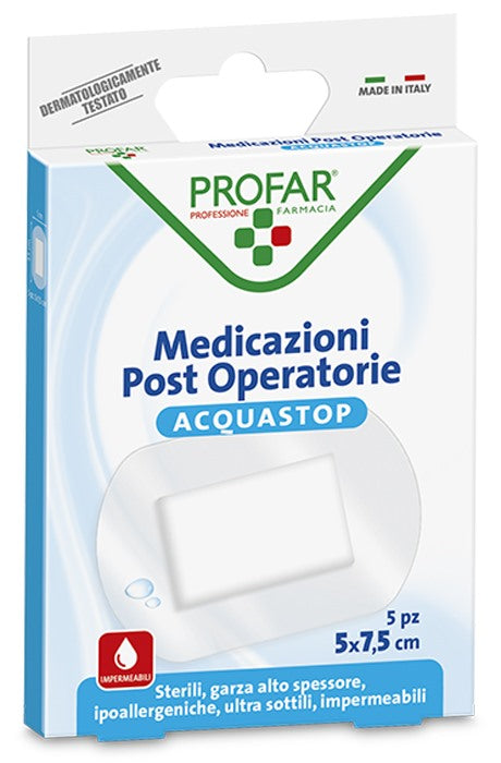 federfarma co acquastop medicazione post operatoria 5x75 cm profar med 5 pezzi profar