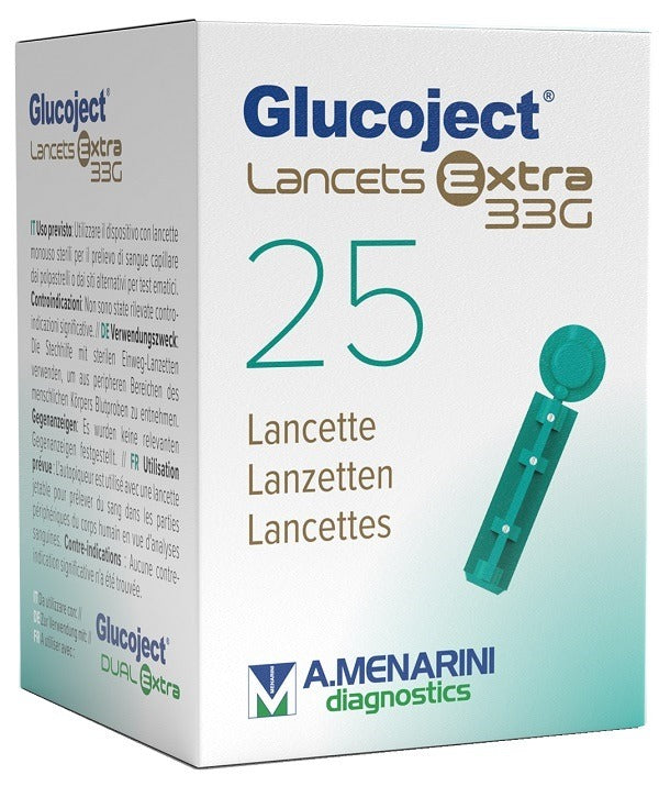 glucoject lancetta pungidito glucojet extra gauge 33 25 pezzi glucoject