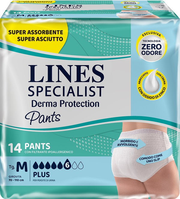 nessuno pannolone per incontinenza lines specialist derma pants plus m 14 pezzi ean 8001480503793