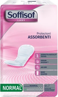 s i l c pannolone per incontinenza con protezioni discrete morbide e anatomiche con nucleo super assorbente e uno speciale filtrante esterno traspirante soffisof lady normale 12 pezzi soffisof ean 8007300010243