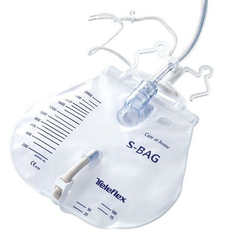 teleflex medical uro sacca di drenaggio letto per incontinenza 2000ml in pvc con valvola di non ritorno e scarico sterile gocciolatoio filtro ad aria circuito chiuso 100 tubo di raccordo120cm 1 pezzo teleflex medical