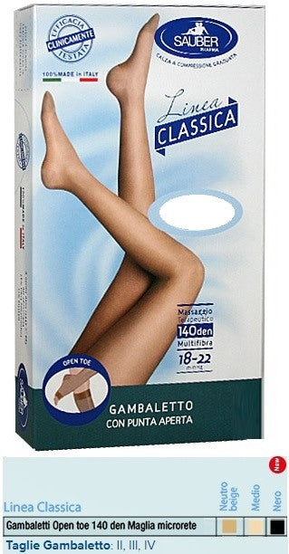 desa pharma sauber gambaletto open toe maglia microrete 140 den colore medio taglia 2 linea classica sauber ean 8005520001089