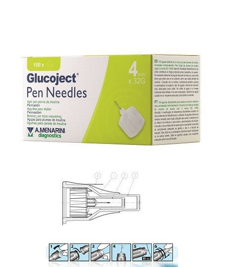 menarini diagn ago per penna da insulina glucoject lunghezza 4 mm gauge 32 100 pezzi glucoject