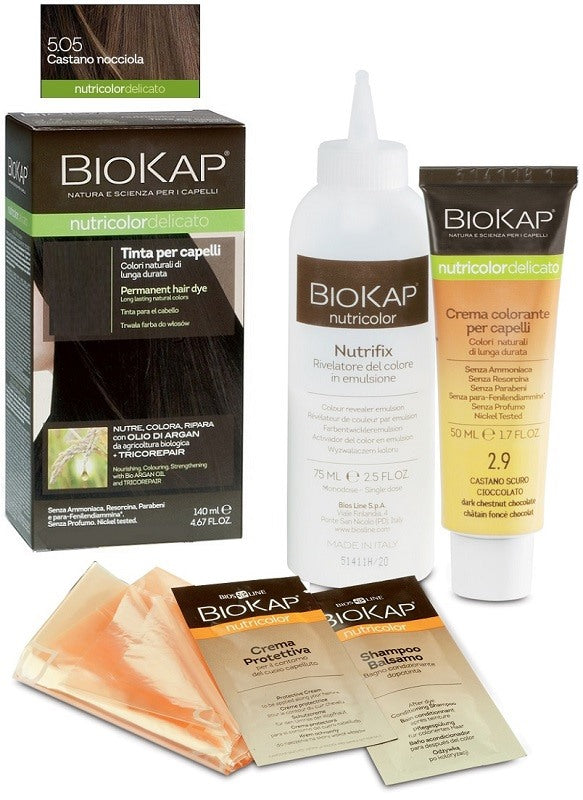 bios line biokap nutricolor delicato 505 castano nocciola tinta tubo flacone biokap ean 8030243010445