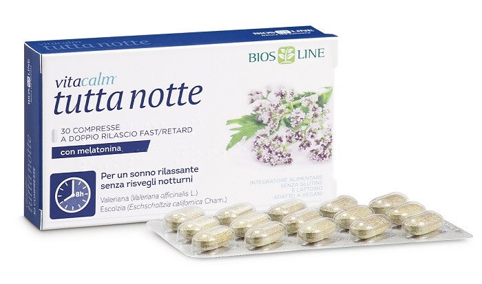 bios line vitacalm tutta notte con melatonina 60 compresse vitacalm ean 8030243028327