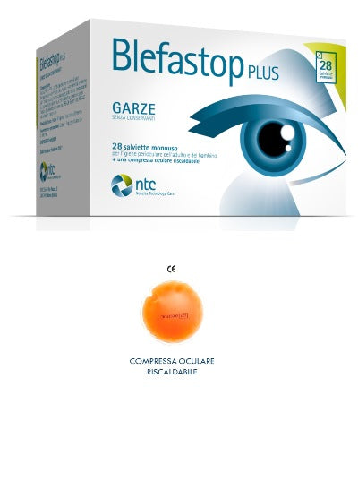 vim blefastop plus garza in cotone piegata con filo di bario 28 salviette monouso 1 compressa oculare riscaldabile