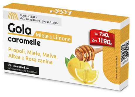 paladin pharma sanavita gola miele limone 24 caramelle sanavita ean 8052049550635