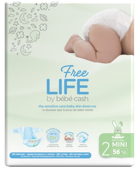 serenity freelife by bebecash pannolino mini taglia 2 3 6 kg girovita 30 48 cm 56 pezzi ean 5411416057130