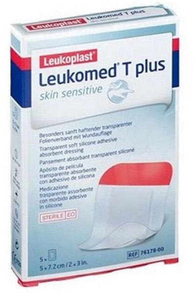 essity italy leukomed t plus skin sensitive medicazione post operatoria trasparente impermeabile con massa adesiva al silicone 5x72cm 5 pezzi leukomed ean 4042809669480