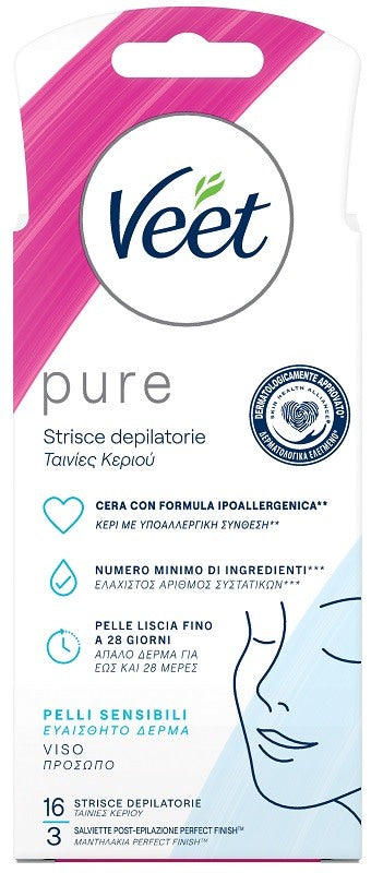 reckitt benckiser veet strisce viso ipoallergeniche 16 pezzi veet ean 8056860820540
