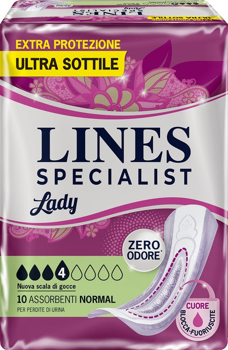 fater adult assorbenti per incontinenza lines specialist lady normal 10 pezzi lines ean 8001480502789