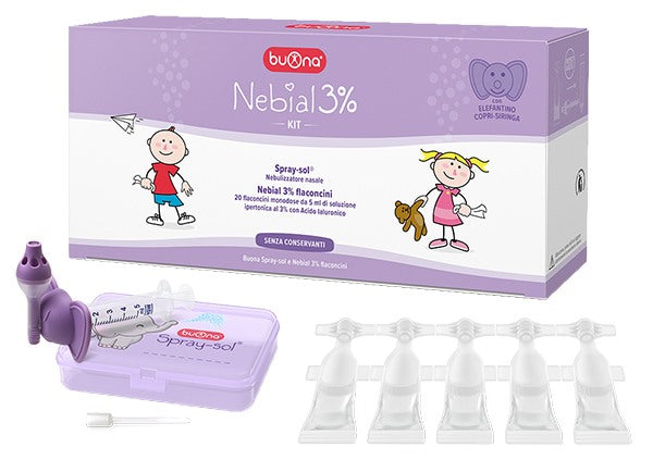 buona nebial 3 kit 20 flaconcini monodose 5ml soluzione ipertonica con acido ialuronico nebulizzatore spray sol buona ean 8032749650491