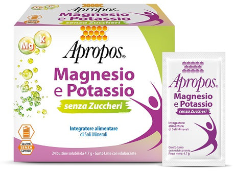 apropos apropos magnesio e potassio senza zuccheri 24 bustine gusto lime apropos ean 8026486019192