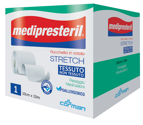 corman medipresteril rocchetto rotolo stretch tessuto non tessuto 10 cm x 1000 cm medi presteril ean 8016867016490