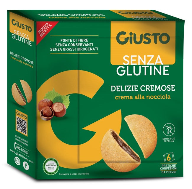 farmafood giusto senza glutine delizie cremose al cacao nocciola 180 g giusto ean 8058481481049