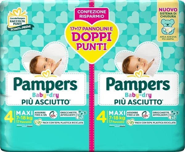 fater pampers baby dry pannolino duo downcount maxi 34 pezzi pampers ean 8001480306745