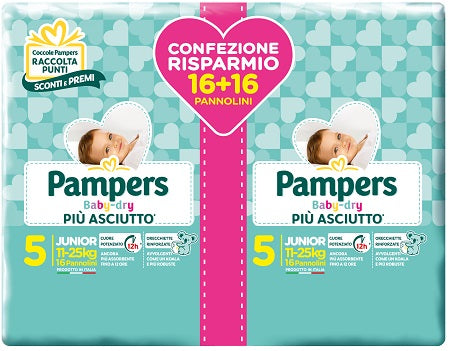 fater spa pampers baby dry pannolini duo downcount junior 32 pezzi pampers ean 8001480305618