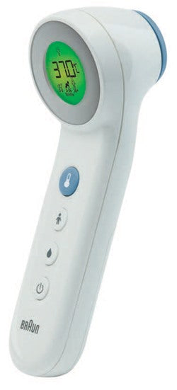 gr farma srl termometro braun touch no touch modello bnt400 3 in 1 per misurazione temperatura a distanza della fronte cibo e bagno braun ean 4022167004000