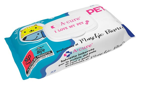 lc consulting acure i love my pet salviette pop up muschio bianco 40 pezzi ricarica ean 8054521802119