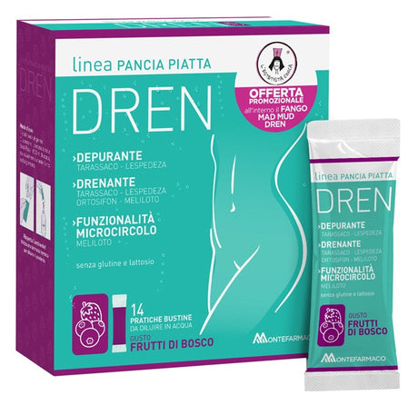 montefarmaco pancia piatta dren frutti di bosco 14 bustine stick pack fango attivo cellulite 100 ml omaggio montefarmaco ean 8058363616811