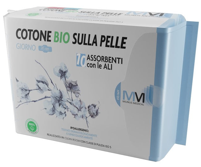 munus international munus medical assorbente giorno con ali cotone bio sulla pelle 245 mm 10 pezzi munus ean 8056364167448