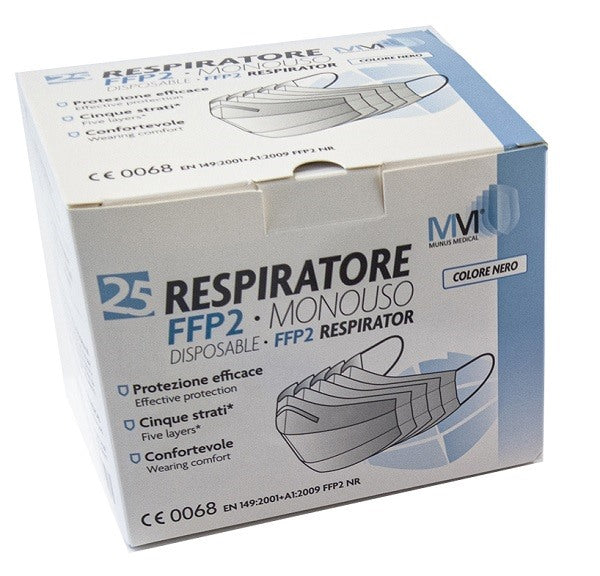 munus international munus medical respiratore ffp2 nr classe iii nero 25 pezzi munus ean 8056364165277