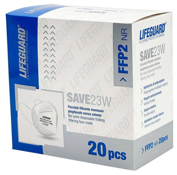 nessuno lifeguard save 23w facciale filtrante monouso pieghevole senza valvola ffp2 20 pezzi ean 8051884681320
