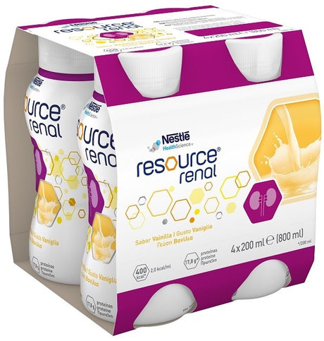 nestle italiana resource renal vaniglia 4 bottigliette da 200 ml nestle ean 7613287668660
