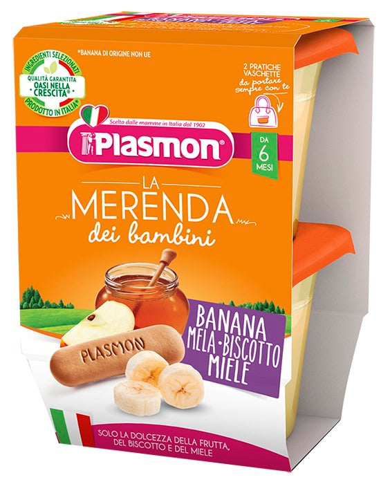 plasmon heinz italia plasmon la merenda dei bambini merende banana mela biscotto miele asettico 2 x 120 g plasmon ean 8001040199053