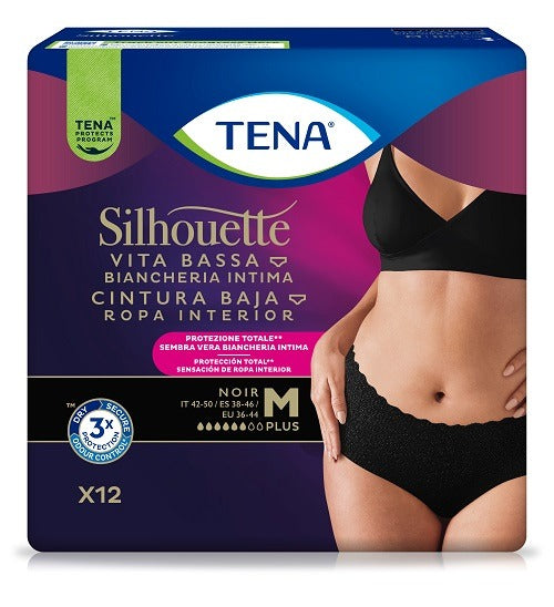 tena pannolone a mutandina assorbente tena silhouette noir m vita bassa 12 pezzi tena ean 7322542087428